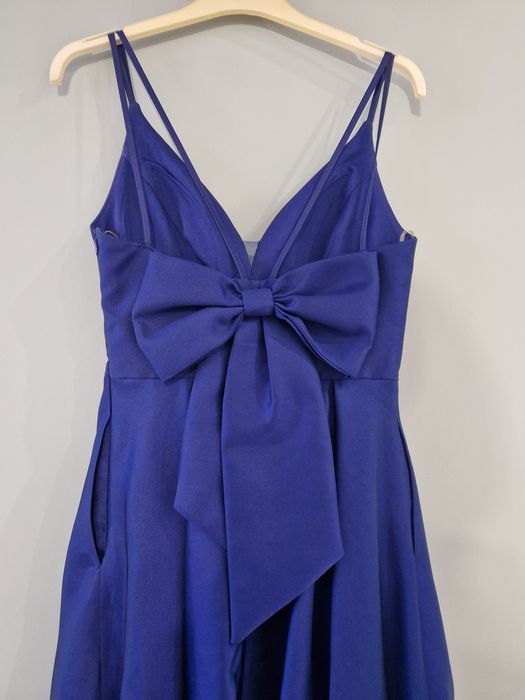 Официална дълга синя рокля за бал