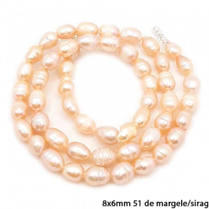 Margele Perle De Cultura Roz Ovale