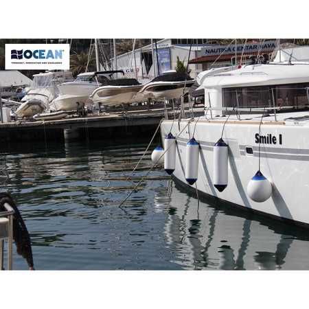 Balon protectie acostare alb/ cap albastru Ocean Fender Heavy Duty H2 14x50cm