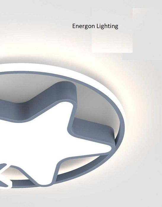 Луксозна LED лампа за ДЕТСКА СТАЯ висок клас плафон ЗВЕЗДА СИВ