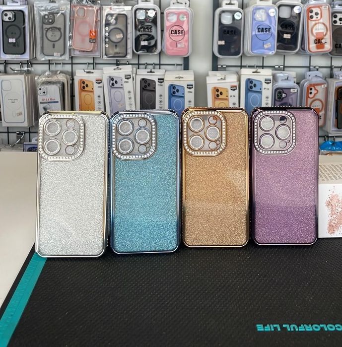 Huse silicon cu Sclipici și Rama colorată pentru iPhone 13 pro