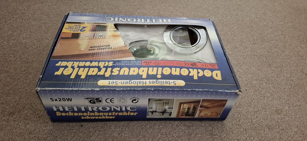 Set 5 spoturi încastrate orientabile Heitronic, 5x20W, 12V, Aluminiu/Crom