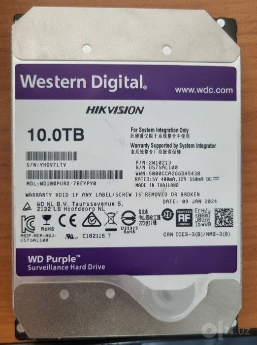 WD100PURX-78EYPY0 10tb
Объём: 10 TB
Серия: WD Purple Surveillance
П