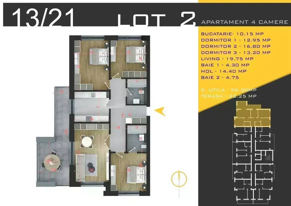 Apartament 4 camere Decomandat Spatios I Metrou Teclu - Scoala — fotografia 3