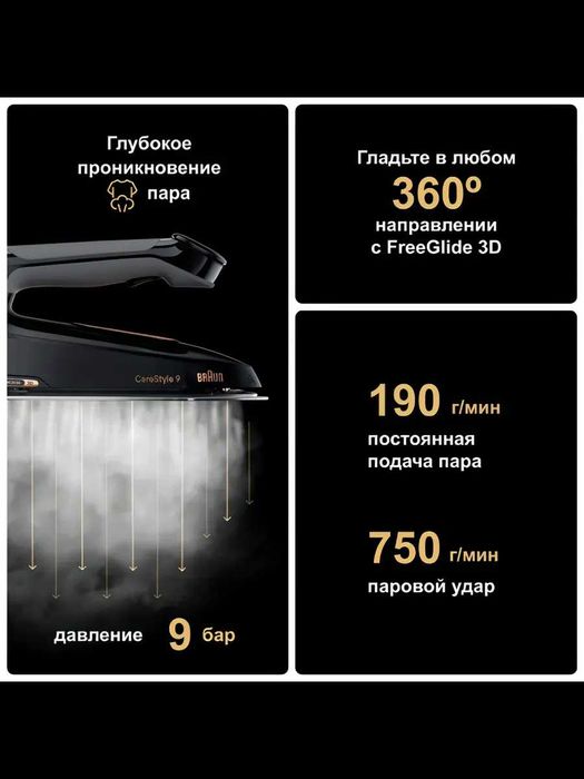 Парогенератор CareStyle 9 IS9090BK 270Вт, 9бар, 750г/мин