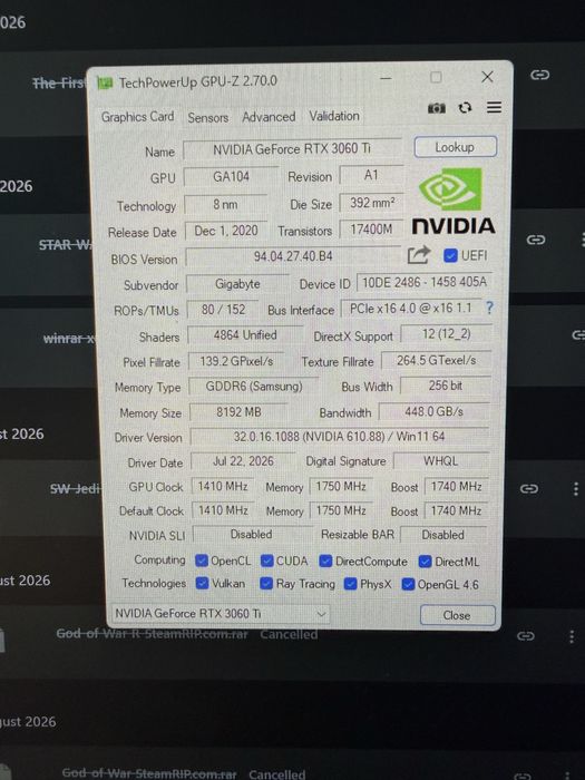 Gigabyte Geforce Rtx 3060 ti 8 gb gaming oc