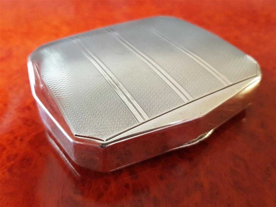 Сребърна с емайл сребро Арт Деко табакера с кутия сребро
