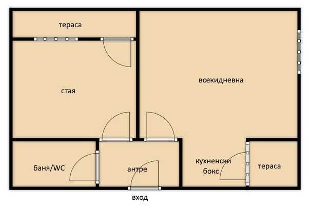 Красна поляна 1 двустаен. тухла, след ремонт