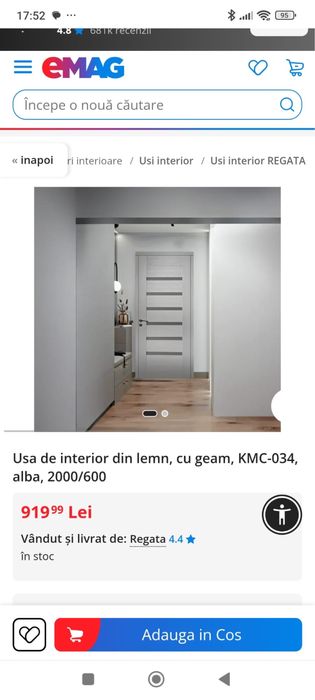 Usa de interior, ca noua, culoare crem/bej cu toc si broasca