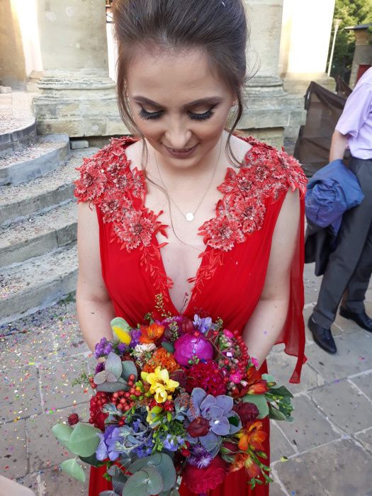 Rochie lunga matase cu pliseuri