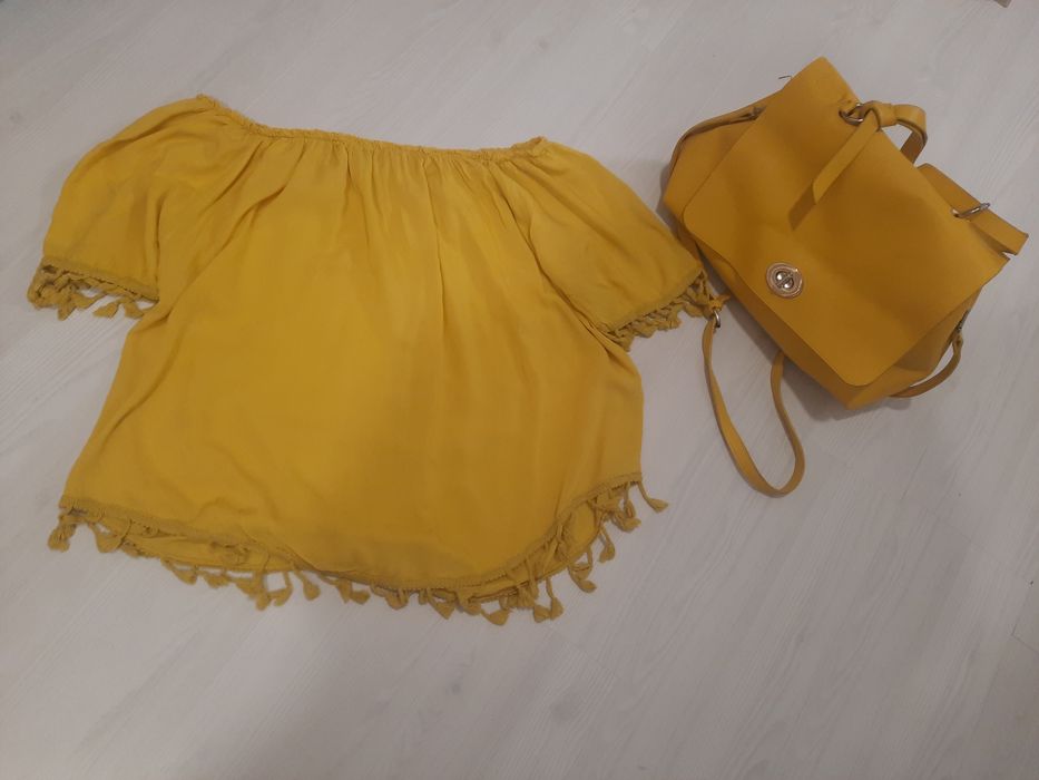 Geanta și bluză mărimea S-M, culoarea muștar