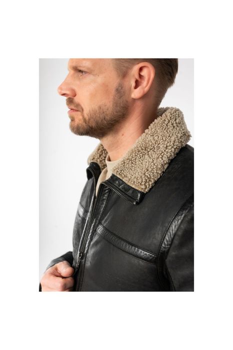 Geaca de Iarna Imblanita din Piele Barbati Mauritius Antracit MMAlasko