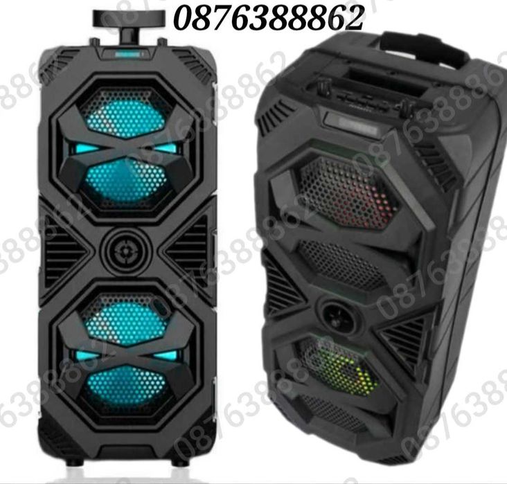 Голяма Караоке Колона Блутут Тонколона 2х8 инча 60см Безжичен Микрофон