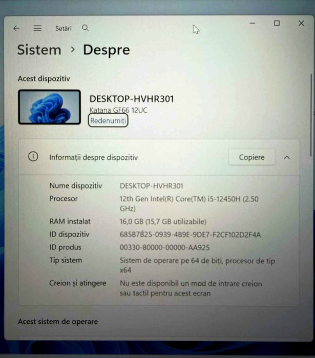 Vand laptop Msi Katana