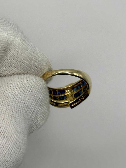 INEL AUR 14K + 9 Diamante = 0.10ct + 28 Safire = 1ct - 4.5g. - Vintage