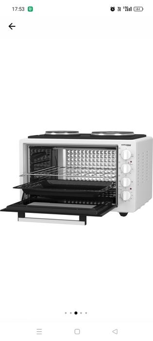 Cuptor electric cu 2 plite electrice Vision Chef VCE372PA, Putere totala 2500 W, Putere cuptor 1300 W, 3 functii coacere, Alb
