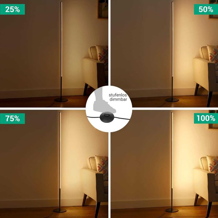 Lampa LED de podea EDISHINE, dimabila, 147 cm, lumina calda 3000K – noua