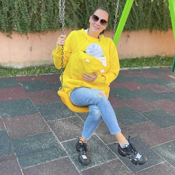 Разпродажба | Памучен суитшърт за бебеносене Simply - Lemon Juice