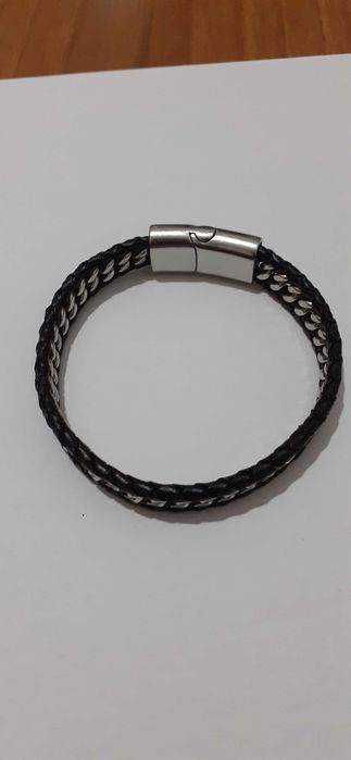 Bratara din inox inoxidabil si piele