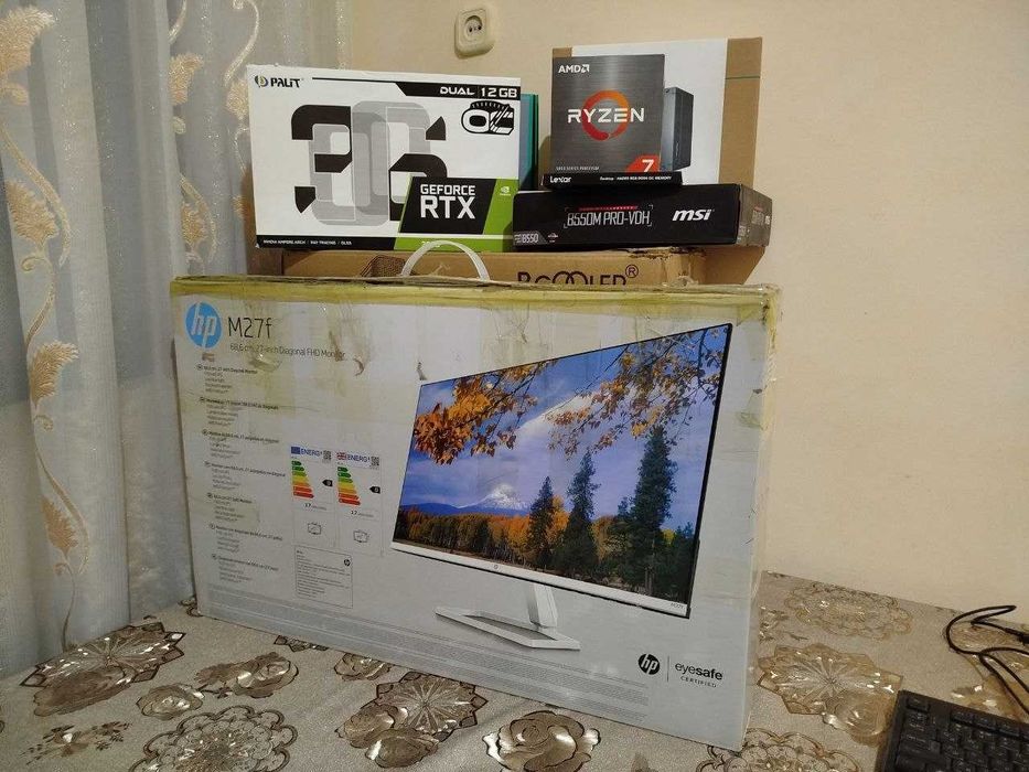 Kompyuter+Monitor.Ryzen 7,RTX 3060 12GB.RAM 16,SSD 256gb,HDD 1tb.