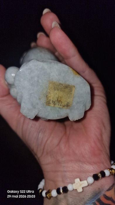 Statuetă Vintage Budai (Buddha cel Vesel) din Jadit Natural Lavandă – 550g, Sculptată Manual cu Inscripție de Prosperitate