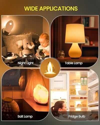 Нови 2 броя Мини LED Нощна Крушка LumiGo E14, Амбър Стъкло, 2200K