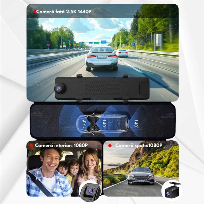 Camera de bord Auto tip Oglinda,Navigatie Auto Carplay si Android auto