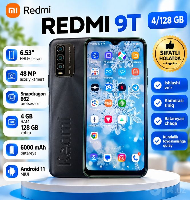 Redmi 9T ishlashi ideal holatda