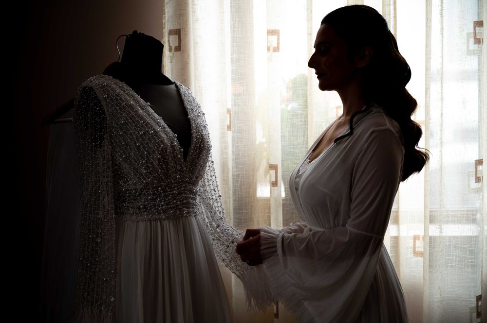 Rochie mireasa din matase si cusuta manual