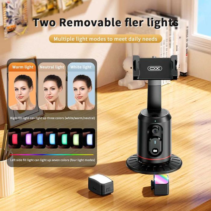 Автоматична стойка за телефон 360° + проследяване на лице + LED