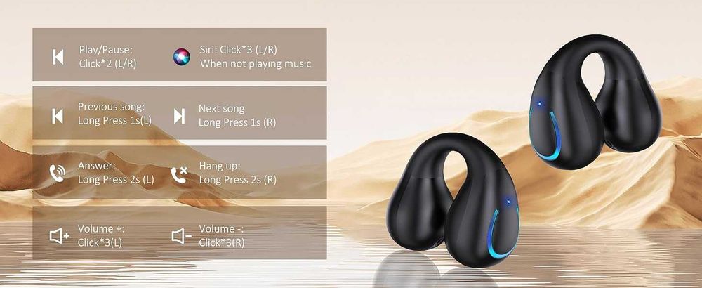 Безжични слушалки Bluetooth 5.3, спортни слушалки