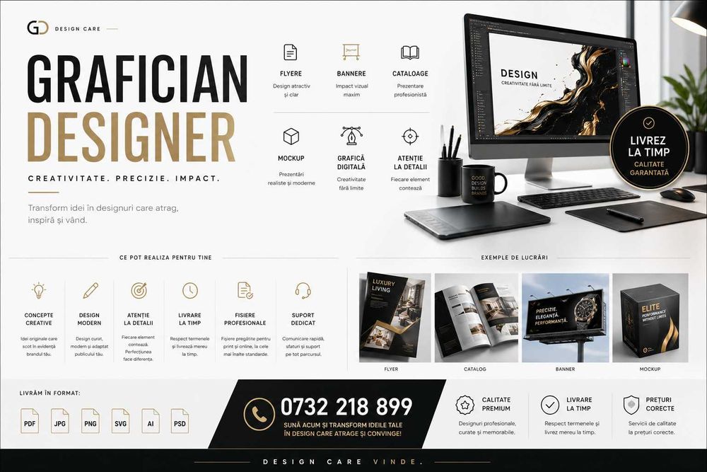 Designer Grafic, Grafician, Logo, Cărți de Vizită, Pliante, Cataloage