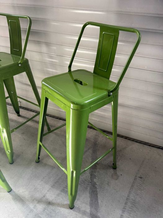 Комплект 5бр. бар столове с облегалка - Зелени. С дребни транспортни драскотини, цената е за целия комплект !