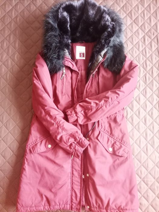 Дамска парка С размер в цвят бордо