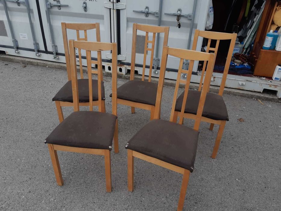 Scaune Vechi din Lemn 10 Bucati tapitate la sezut