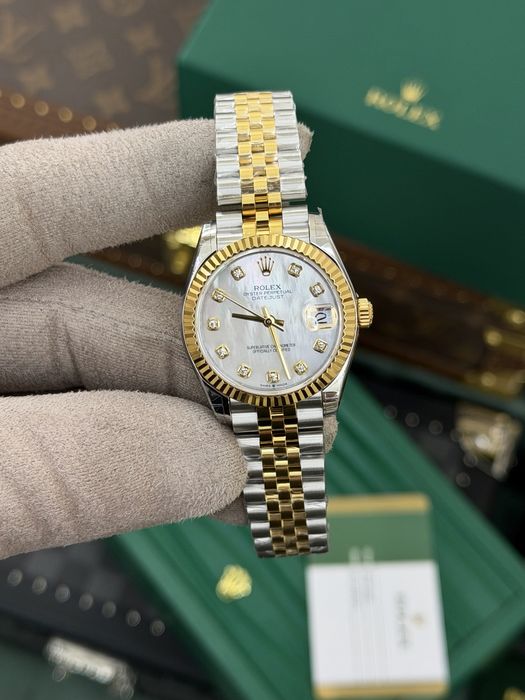 Rolex Date-Just Diamond 31 Yellow Gold Mother of Pearl Dial