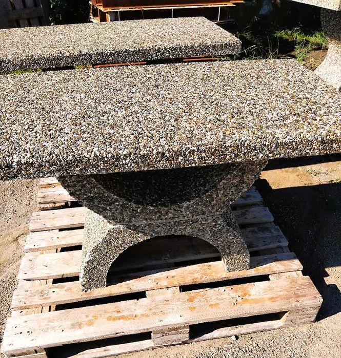 Masa din beton și marmura albă – Zico – 120x66x71 cm