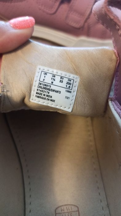 Clarks - Pantofi sport de piele cu velcro, Roz prafuit, 33 E