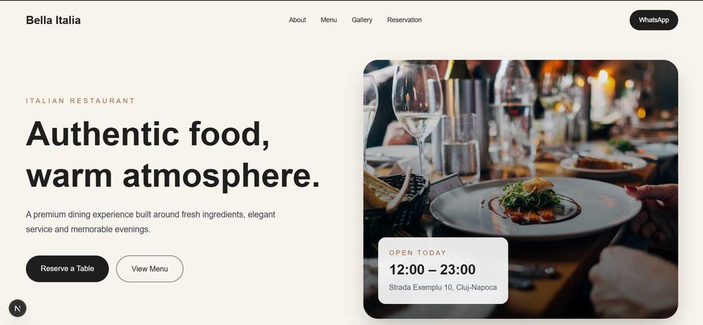 Creare WebSite / Restaurant, Cafenea sau Afacere Locală