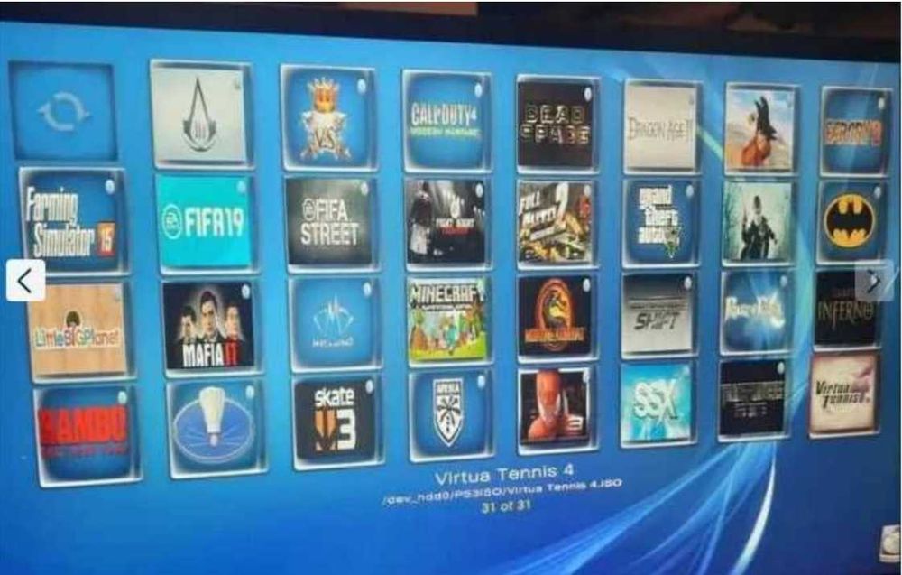 Play station Ps3 slim modat 320 GB 31 de jocuri cititorul de DVD defect