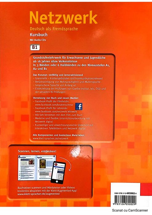 Vând patru cărți noi, în germană, Netzwerk A2, B1 Kursbuch Arbeitsbuch