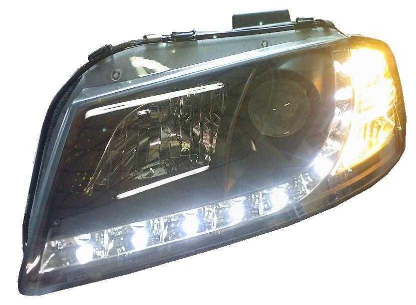 Фарове Ауди А3 8П 2003-2008 ЛЕД Тунинг Тъмни лупи Audi A3 8P Затъмнени