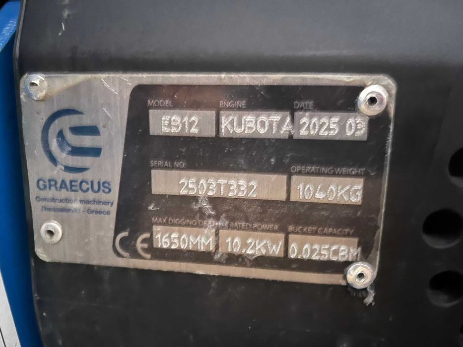 Miniexcavator 1.2 tone, 2025, Motor KUBOTA Diesel, în garanție.