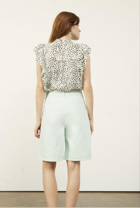 Pantaloni denim bermude dama verde pastel