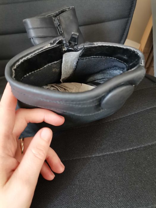 Botine cu toc, 36, piele, negre