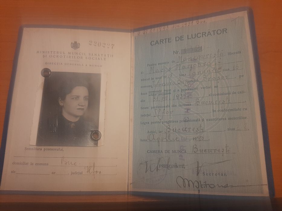 Carte de lucrator din 1939