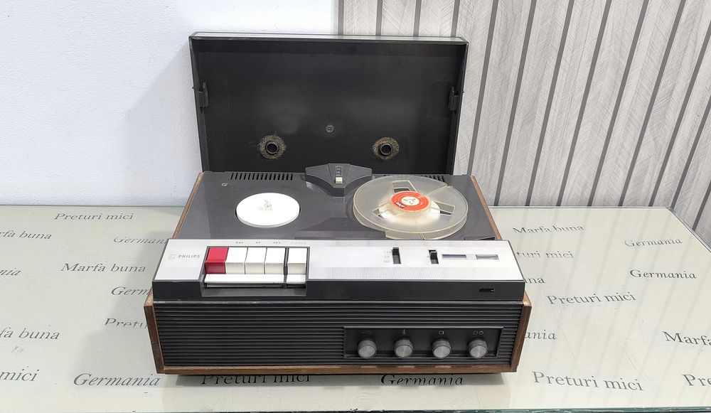 Magnetofon Philips Vintage cu bandă pe role (Reel-to-Reel) – Retro, Colecție