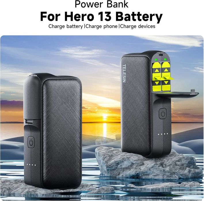 Power Bank Telesin 10000mAh pt GoPro Hero 13 - Incarcator Dual Slot