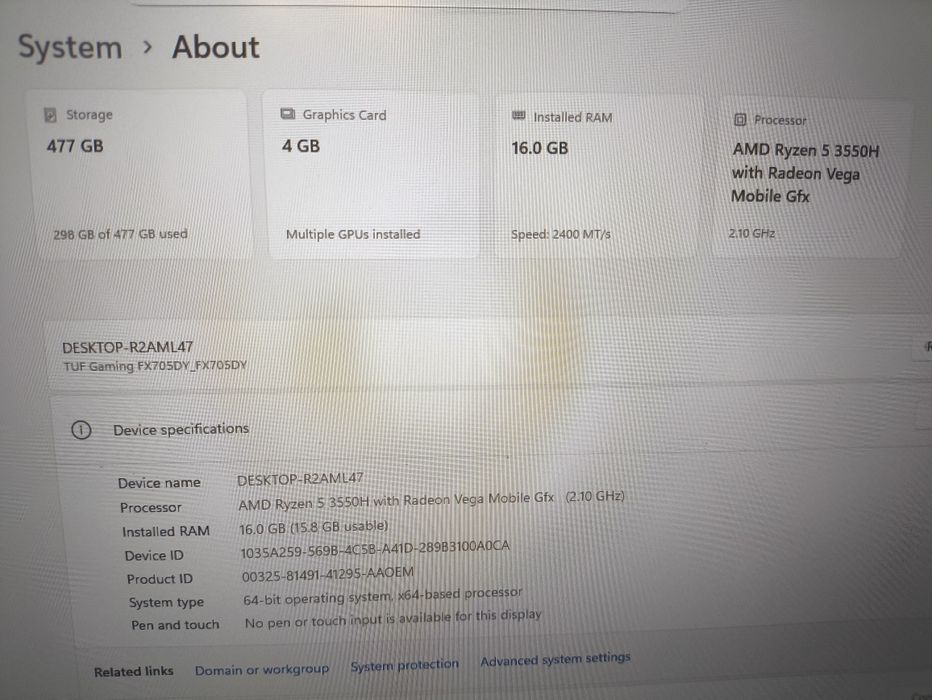 Asus TUF Gaming FX705DY