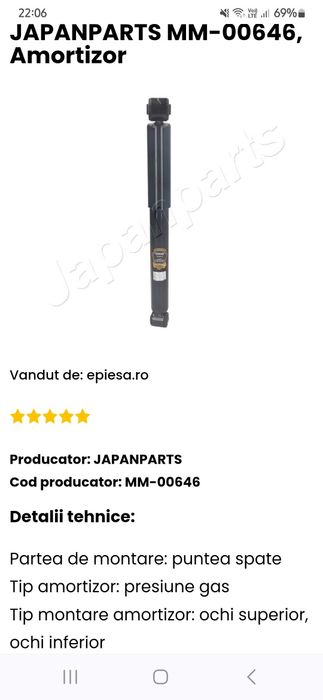 Amortizoare ( telescoape) japanparts, noi! 4 buc Fiat,Ope, etc..l